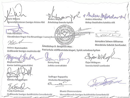 Signerat uttalande från Sveriges Interreligiösa Råd